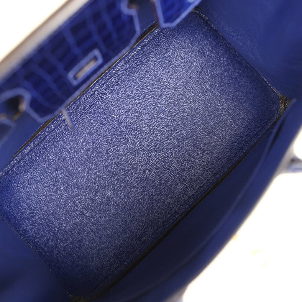 Hermes Birkin 30 Bleu Electric Shiny Niloticus Crocodile Gold Hardware