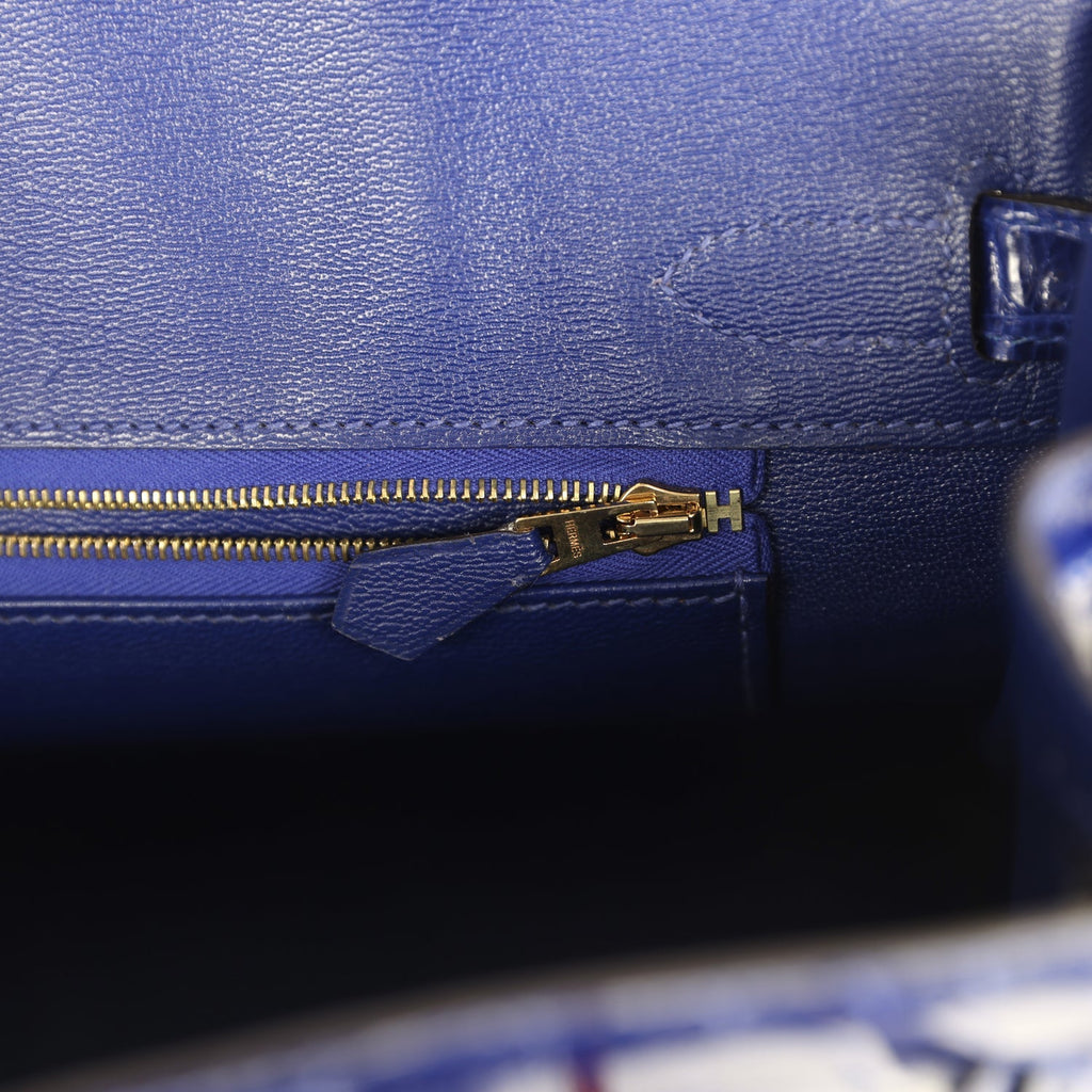 Hermes Birkin 30 Bleu Electric Shiny Niloticus Crocodile Gold Hardware