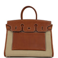Hermes Birkin 35 A L'Envers Ficelle-Ecru H Dyed Canvas and Fauve Barenia Faubourg Palladium Hardware