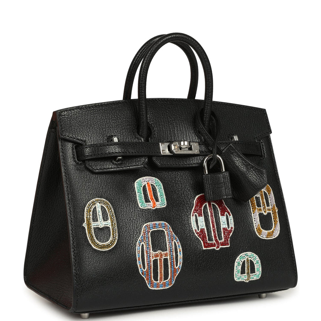 Hermes Birkin Sellier 20 “Bouclerie Moderne Casaque” Black Chevre Chamkila Palladium Hardware