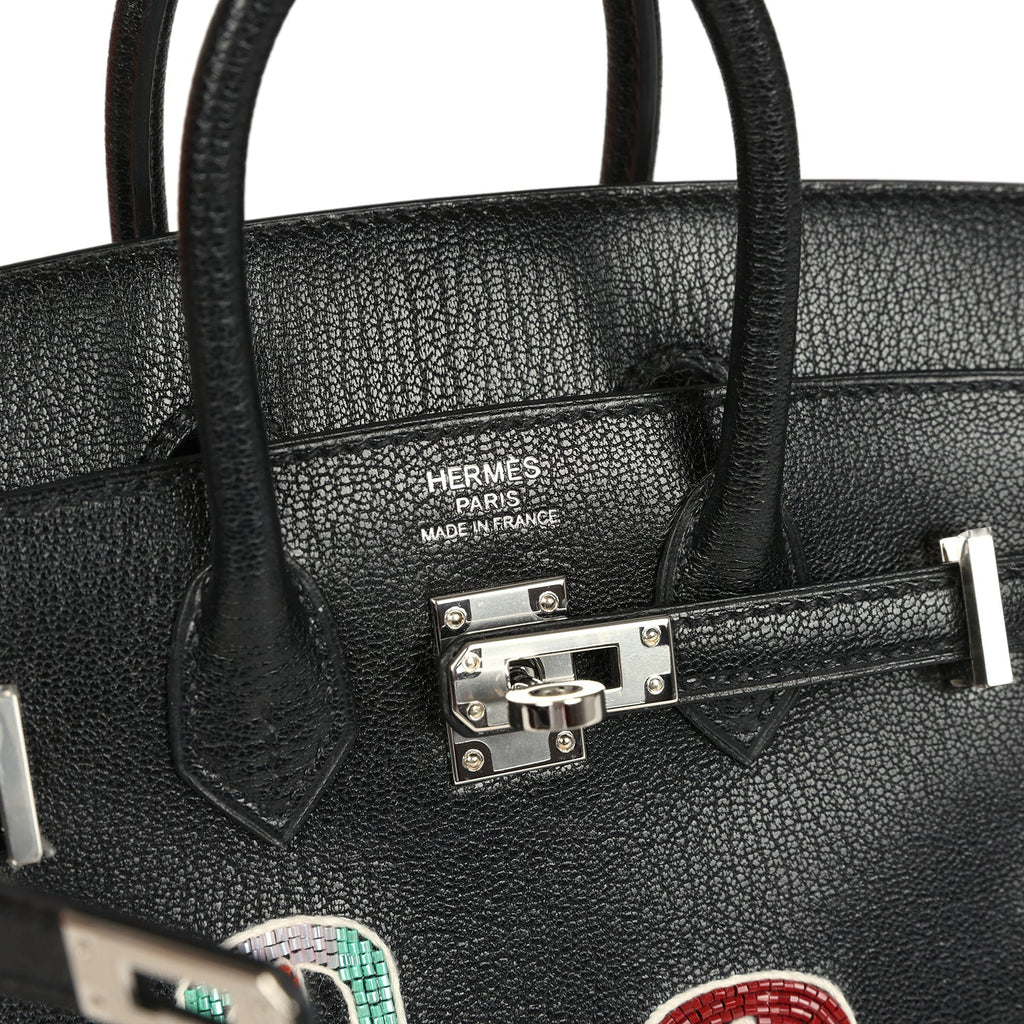 Hermes Birkin Sellier 20 “Bouclerie Moderne Casaque” Black Chevre Chamkila Palladium Hardware