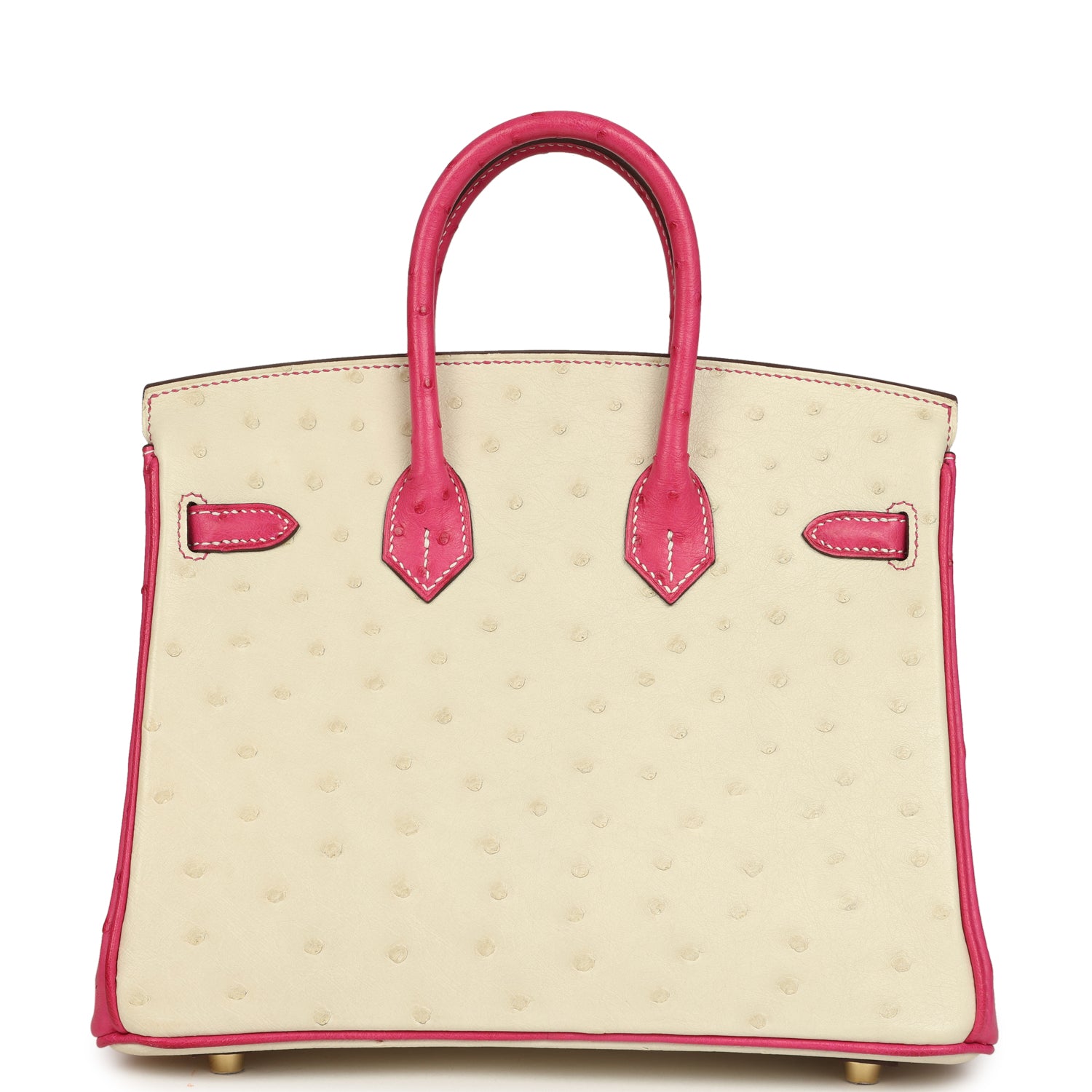 Hermes Special Order (HSS) Birkin 25 Rose Tyrien and Beton Ostrich Permabrass Hardware