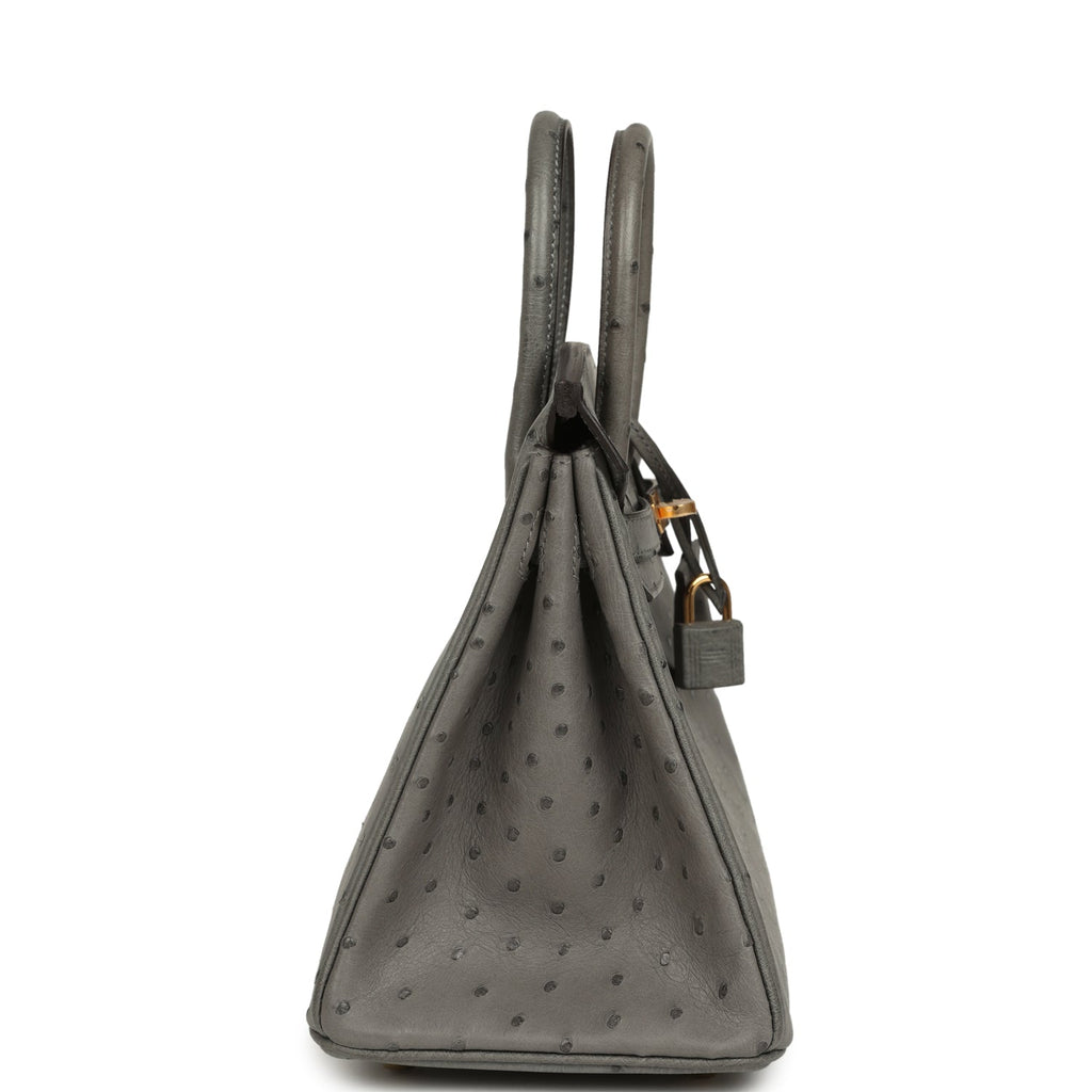 Hermes Birkin 25 Gris Meyer Ostrich Gold Hardware