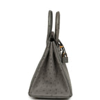 Hermes Birkin 25 Gris Meyer Ostrich Gold Hardware