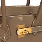 Hermes Birkin 30 Etoupe Togo Brushed Gold Hardware