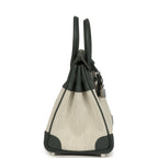 Hermes Birkin 25 Ecru-Vert Amande Toile H Canvas and Vert Mangrove Swift Palladium Hardware