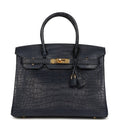 Hermes Birkin 30 Bleu Indigo Matte Alligator Gold Hardware