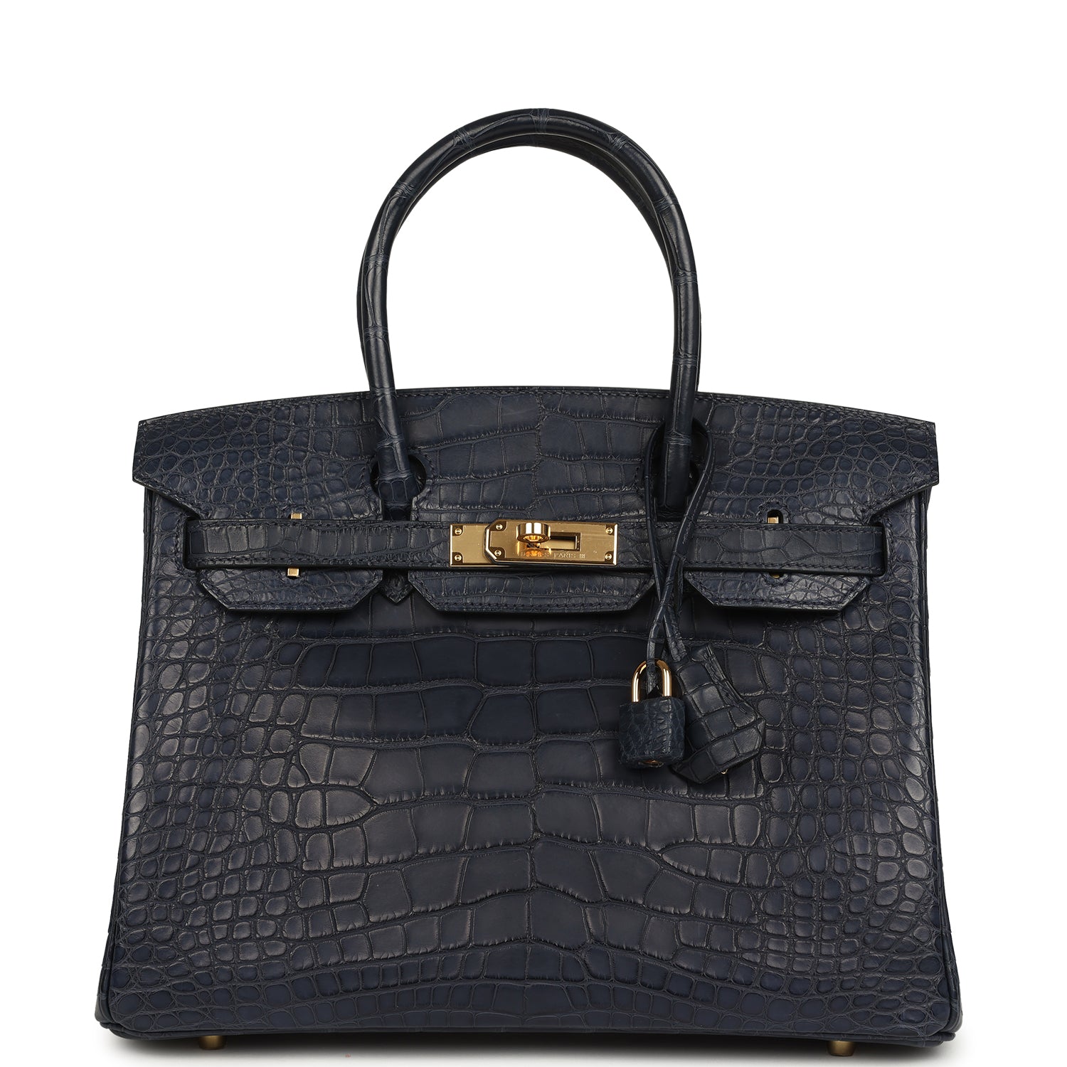 Hermes Birkin 30 Bleu Indigo Matte Alligator Gold Hardware