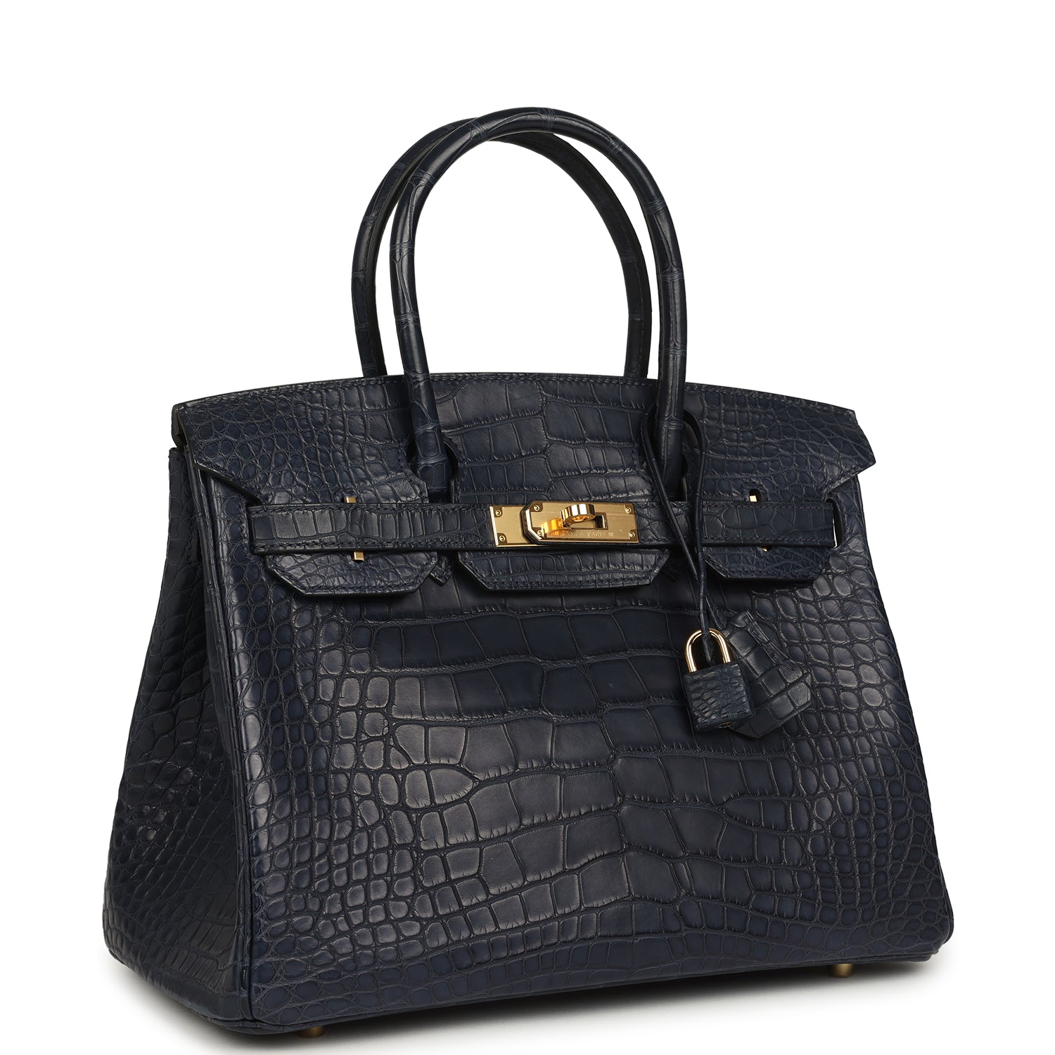 Hermes Birkin 30 Bleu Indigo Matte Alligator Gold Hardware
