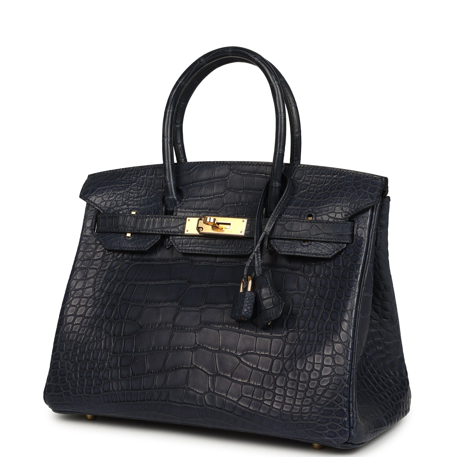Hermes Birkin 30 Bleu Indigo Matte Alligator Gold Hardware