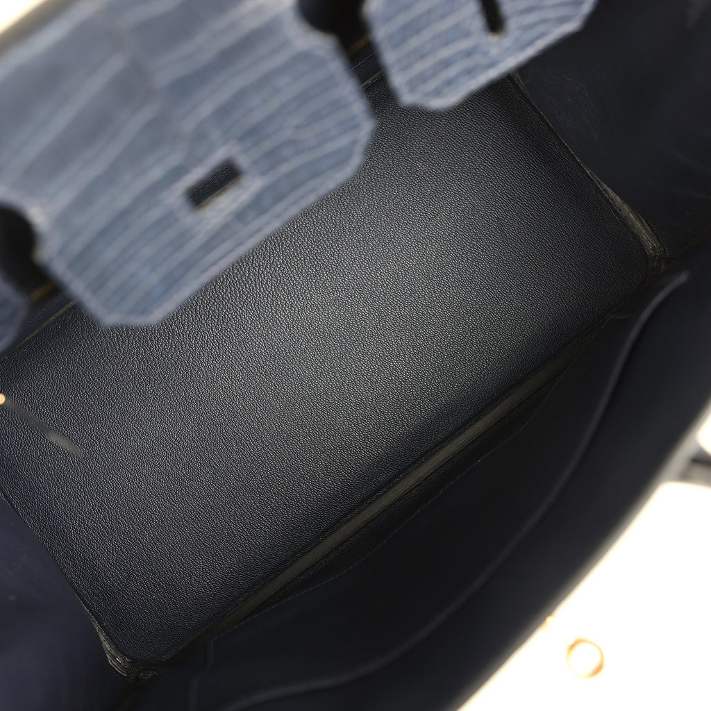 Hermes Birkin 30 Bleu Indigo Matte Alligator Gold Hardware