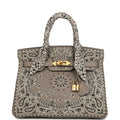 Hermes Jay Ahr Birkin 30 Gris Asphalte Epsom Bandana Embroidery Gold Hardware