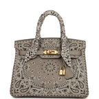 Hermes Jay Ahr Birkin 30 Gris Asphalte Epsom Bandana Embroidery Gold Hardware