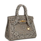 Hermes Jay Ahr Birkin 30 Gris Asphalte Epsom Bandana Embroidery Gold Hardware