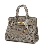 Hermes Jay Ahr Birkin 30 Gris Asphalte Epsom Bandana Embroidery Gold Hardware