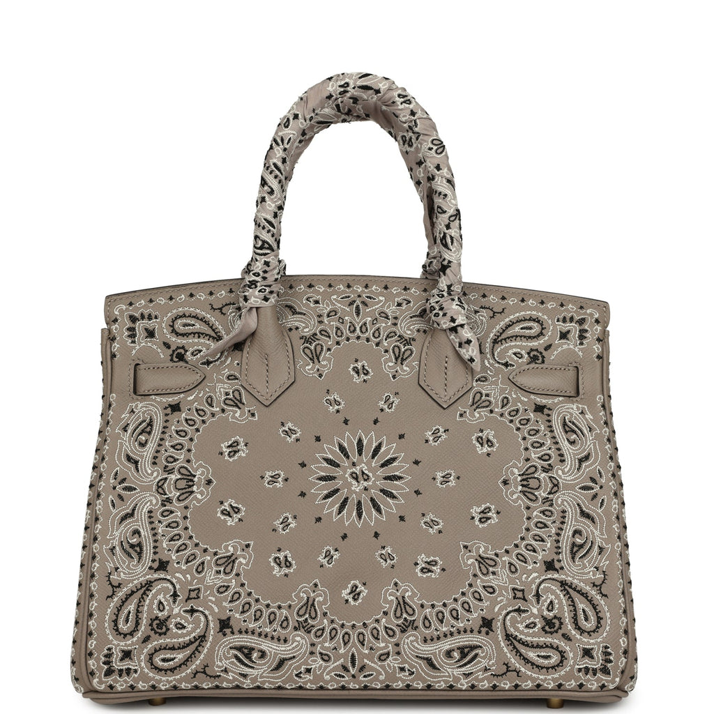 Hermes Jay Ahr Birkin 30 Gris Asphalte Epsom Bandana Embroidery Gold Hardware