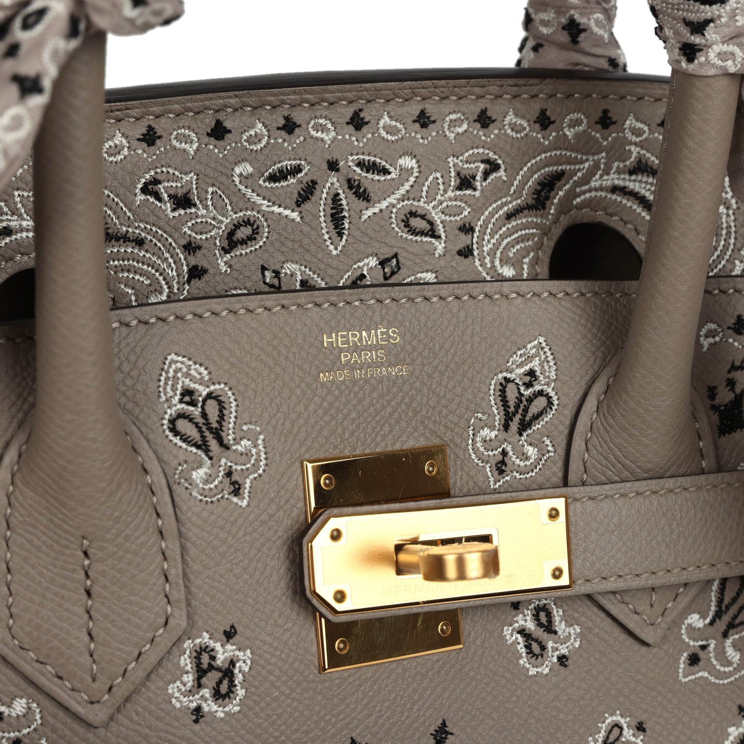 Hermes Jay Ahr Birkin 30 Gris Asphalte Epsom Bandana Embroidery Gold Hardware