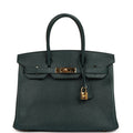 Hermes Birkin 30 Vert Cypress Chevre de Coromandel Gold Hardware
