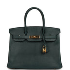 Hermes Birkin 30 Vert Cypress Chevre de Coromandel Gold Hardware