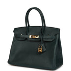 Hermes Birkin 30 Vert Cypress Chevre de Coromandel Gold Hardware