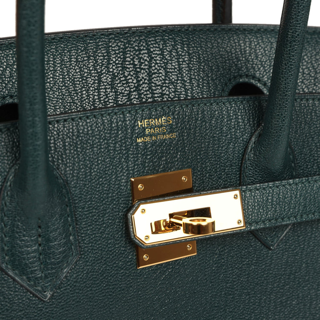 Hermes Birkin 30 Vert Cypress Chevre de Coromandel Gold Hardware