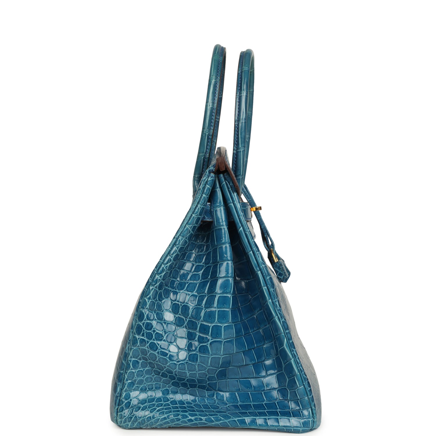 Hermes Birkin 35 Mykonos Shiny Porosus Crocodile Gold Hardware