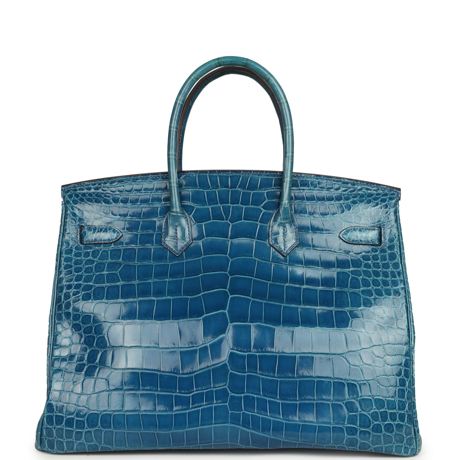 Hermes Birkin 35 Mykonos Shiny Porosus Crocodile Gold Hardware
