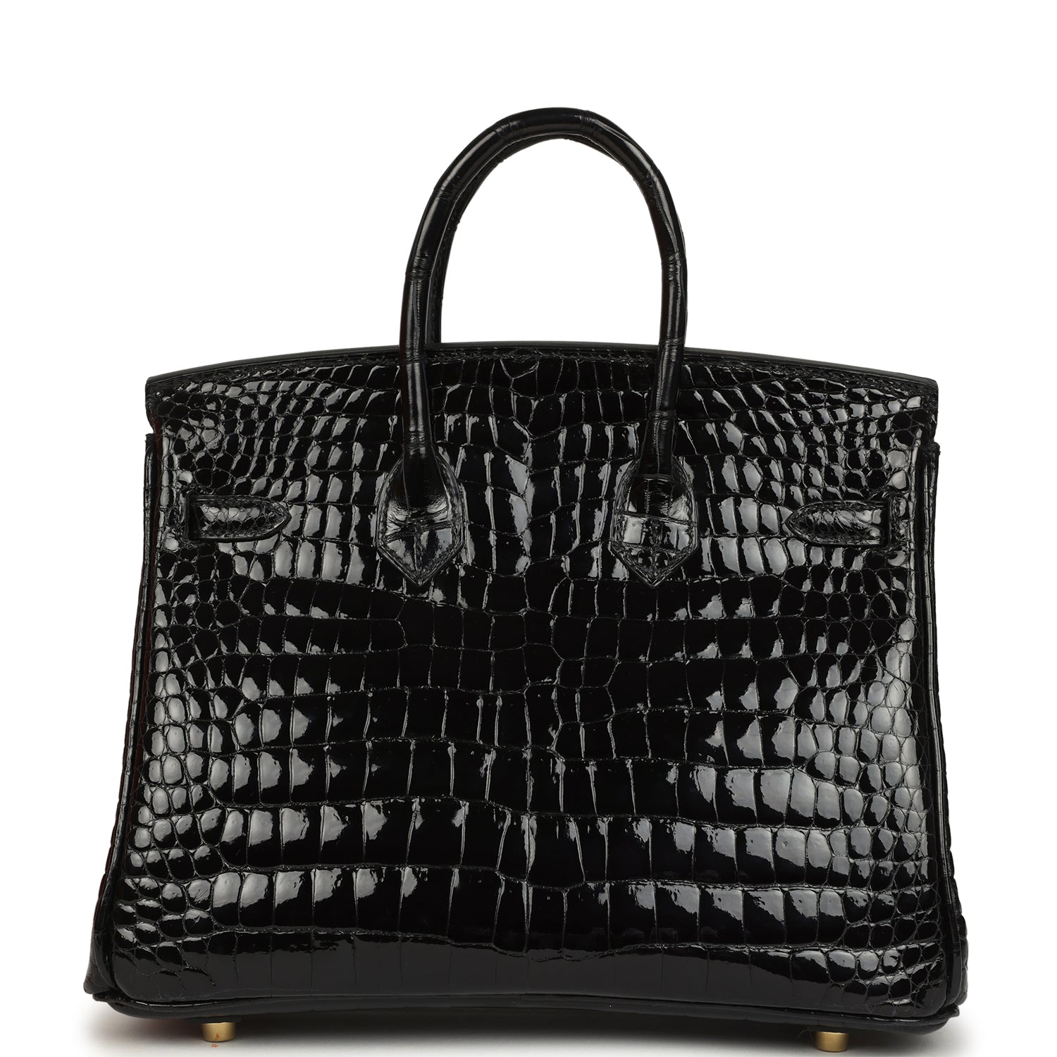 Hermes Birkin 25 Black Shiny Porosus Crocodile Gold Hardware