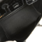 Hermes Birkin 25 Black Shiny Porosus Crocodile Gold Hardware