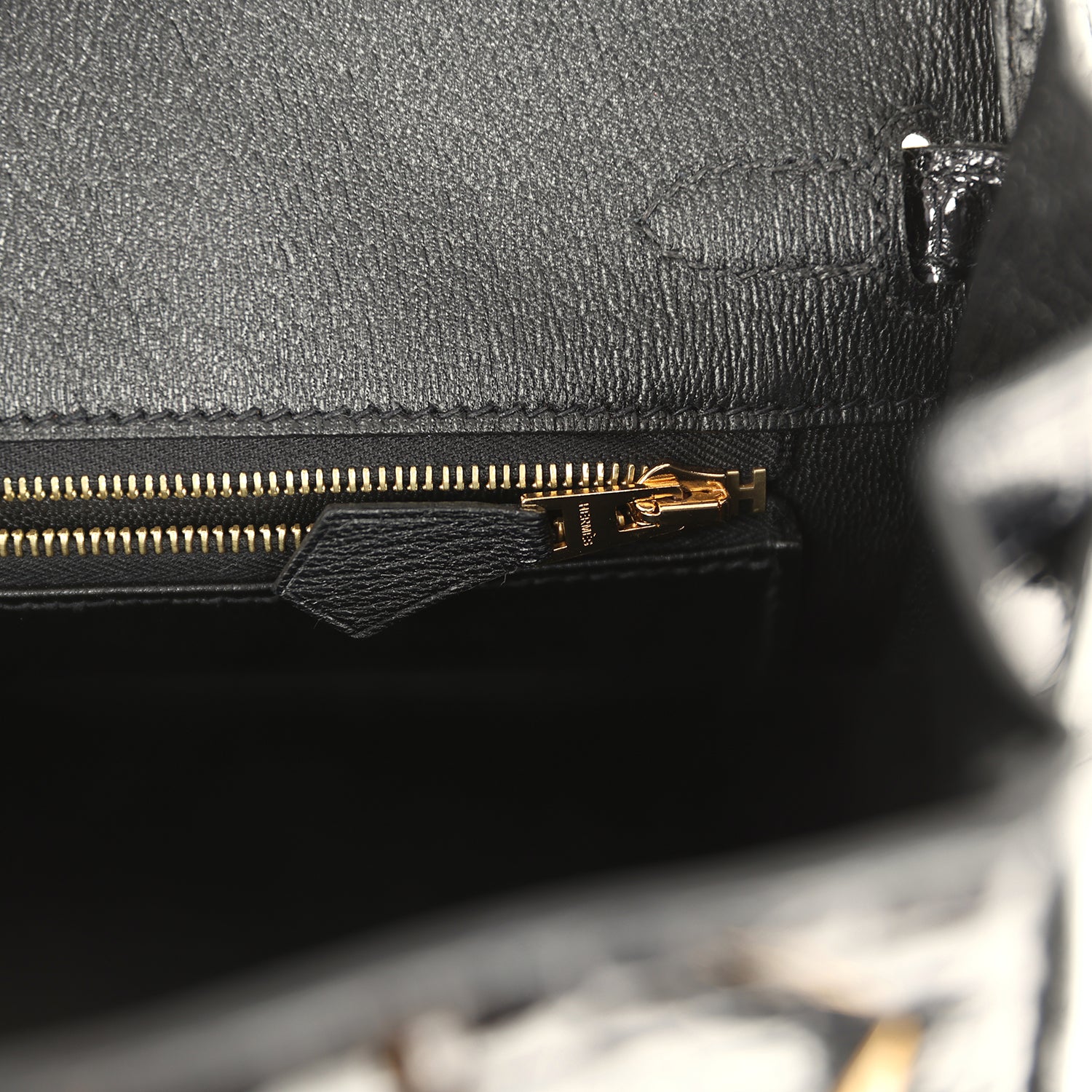 Hermes Birkin 25 Black Shiny Porosus Crocodile Gold Hardware