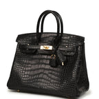 Hermes Birkin 25 Black Matte Alligator Gold Hardware