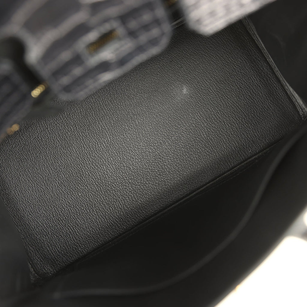 Hermes Birkin 25 Black Matte Alligator Gold Hardware