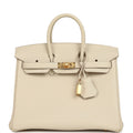 Hermes Birkin 25 Craie Togo Gold Hardware
