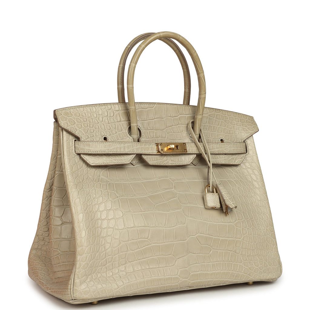 Hermes Birkin 35 Beton Matte Alligator Gold Hardware