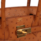 Hermes Birkin 30 Cognac Ostrich Gold Hardware