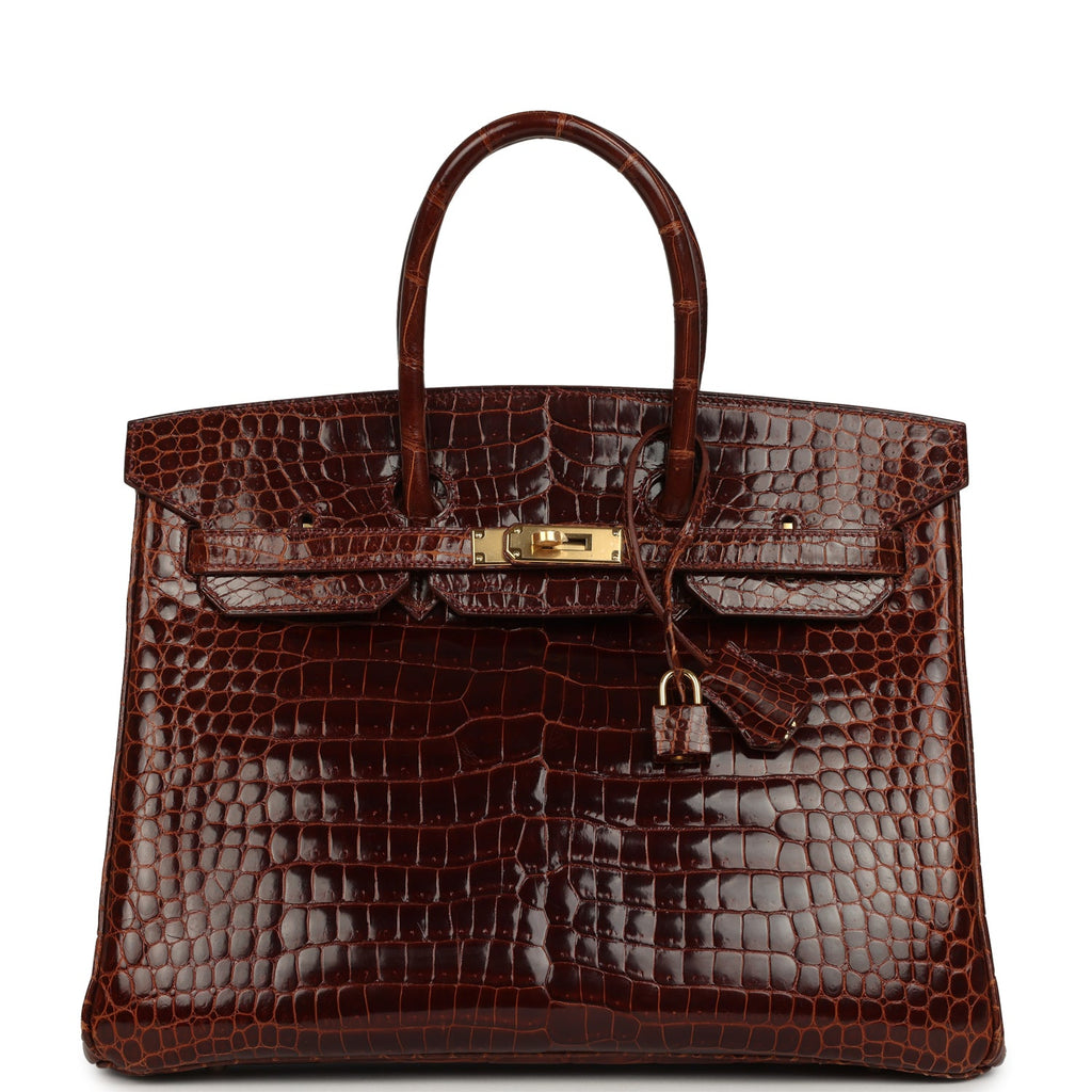 Hermes Birkin 35 Miel Shiny Porosus Crocodile Gold Hardware