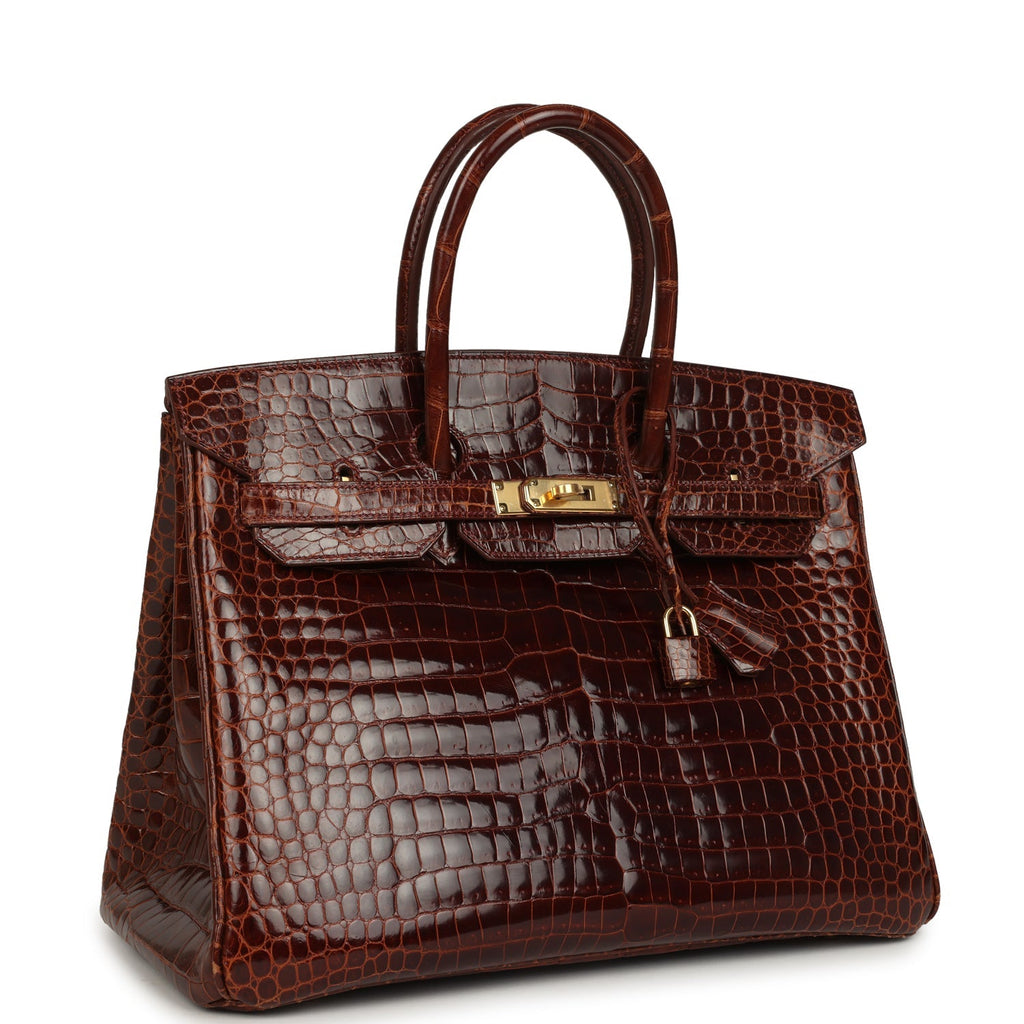 Hermes Birkin 35 Miel Shiny Porosus Crocodile Gold Hardware