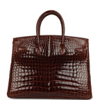 Hermes Birkin 35 Miel Shiny Porosus Crocodile Gold Hardware