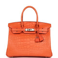 Hermes Birkin 30 Orange Poppy Matte Alligator Palladium Hardware