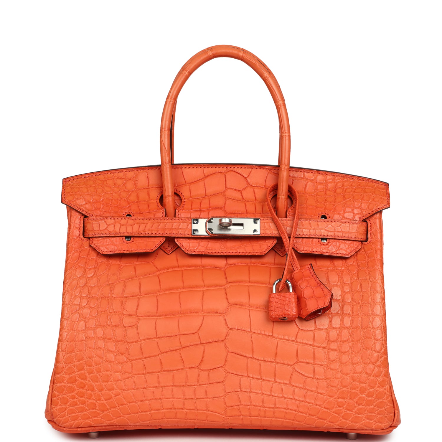 Hermes Birkin 30 Orange Poppy Matte Alligator Palladium Hardware