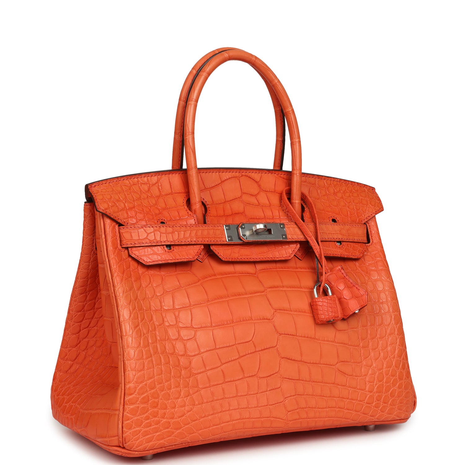 Hermes Birkin 30 Orange Poppy Matte Alligator Palladium Hardware