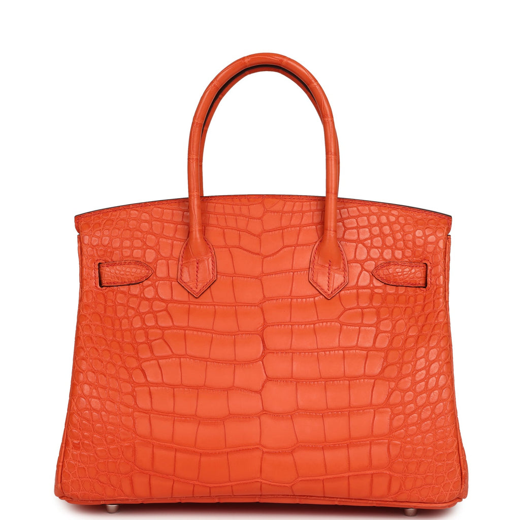 Hermes Birkin 30 Orange Poppy Matte Alligator Palladium Hardware