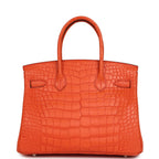 Hermes Birkin 30 Orange Poppy Matte Alligator Palladium Hardware