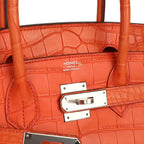 Hermes Birkin 30 Orange Poppy Matte Alligator Palladium Hardware