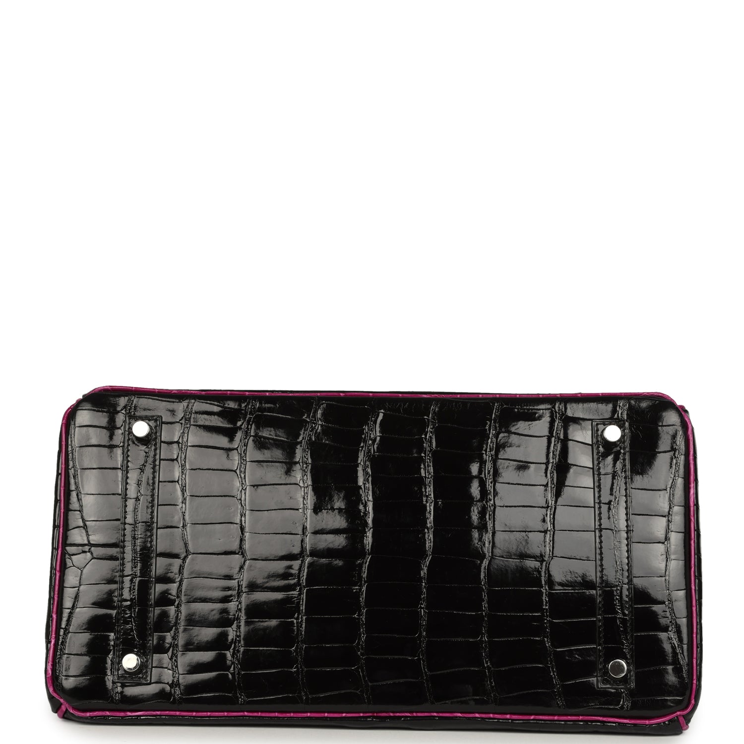 Hermes Special Order (HSS) Birkin 35 Rose Pourpre and Black Shiny Porosus Crocodile Palladium Hardware