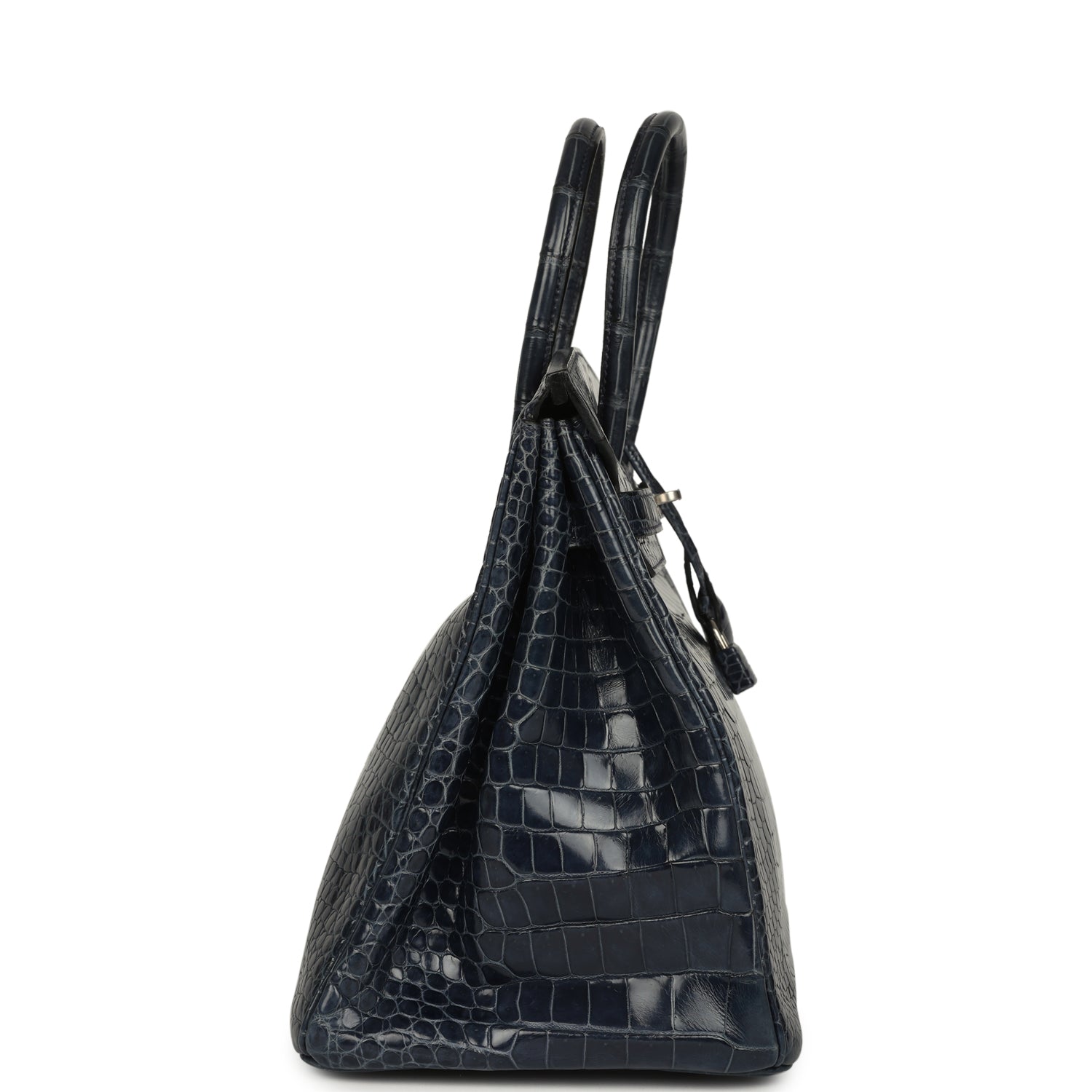 Hermes Birkin 35 Bleu Abysse Shiny Porosus Crocodile Palladium Hardware