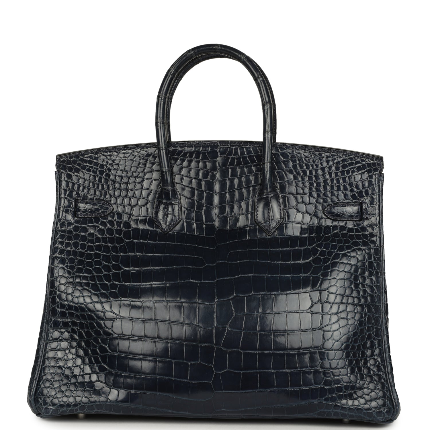 Hermes Birkin 35 Bleu Abysse Shiny Porosus Crocodile Palladium Hardware