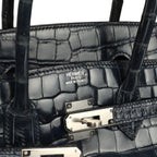 Hermes Birkin 35 Bleu Abysse Shiny Porosus Crocodile Palladium Hardware
