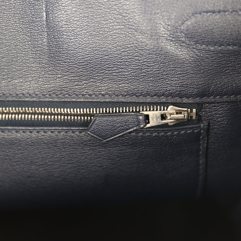 Hermes Birkin 35 Bleu Abysse Shiny Porosus Crocodile Palladium Hardware