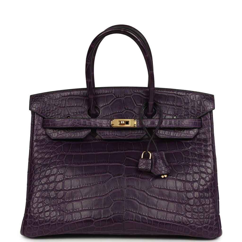 Hermes Birkin 35 Amethyst Matte Alligator Gold Hardware